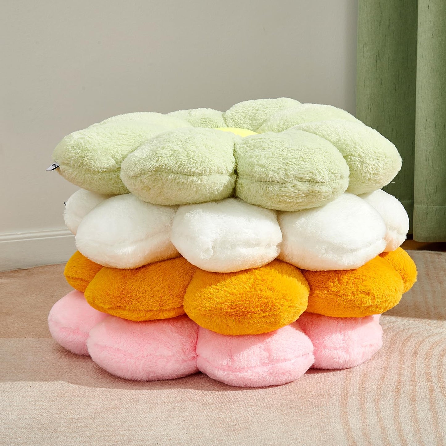 21.65In Cute White Flower Throw Pillow Floor Cushion Pillow as Room Decor Desk Chair Cushion Decorative Bed Throw Pillows for Girls Adults