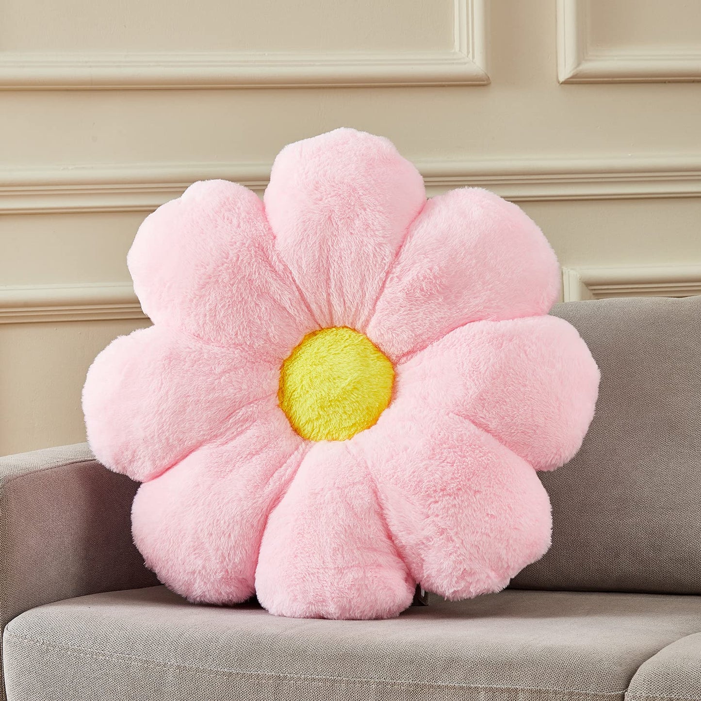 21.65In Cute White Flower Throw Pillow Floor Cushion Pillow as Room Decor Desk Chair Cushion Decorative Bed Throw Pillows for Girls Adults