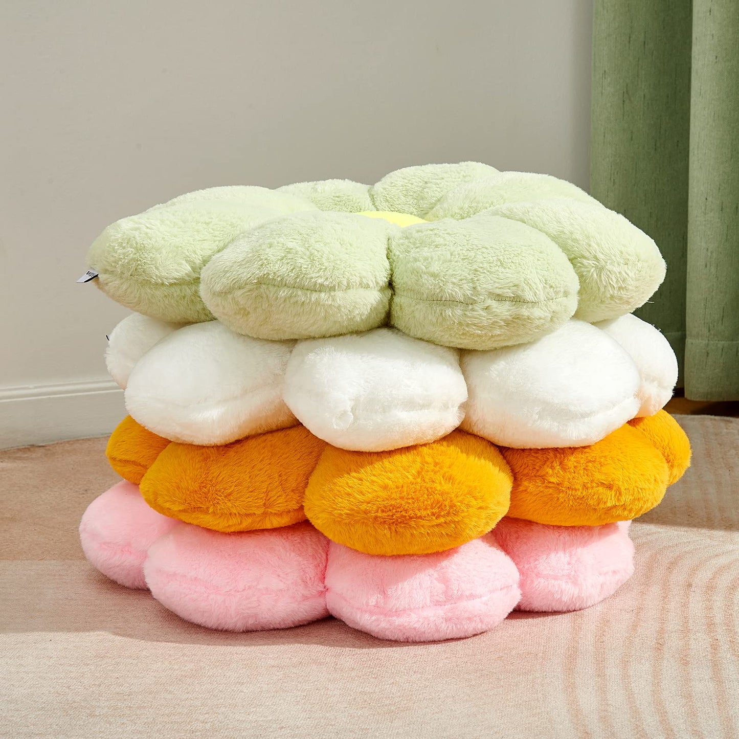 21.65In Cute White Flower Throw Pillow Floor Cushion Pillow as Room Decor Desk Chair Cushion Decorative Bed Throw Pillows for Girls Adults
