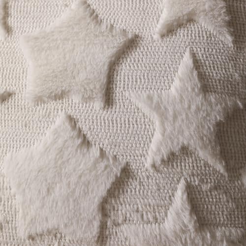 DFXSZ 4th of July Pillow Covers 18x18 inch Set of 2 4th of July Decor White Size Stars Decoration White Soft Plush Faux Fur Jacquard Throw Pillows Independence Day Decorations for Home Sofa PTK030C18