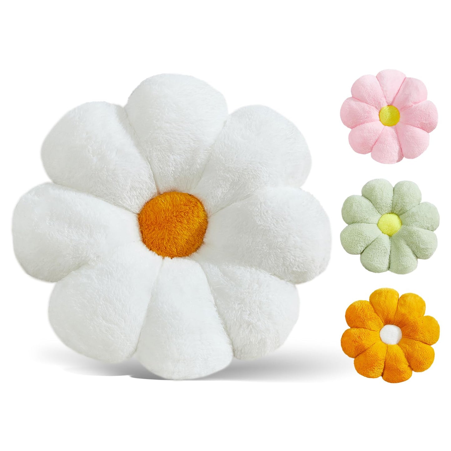 21.65In Cute White Flower Throw Pillow Floor Cushion Pillow as Room Decor Desk Chair Cushion Decorative Bed Throw Pillows for Girls Adults