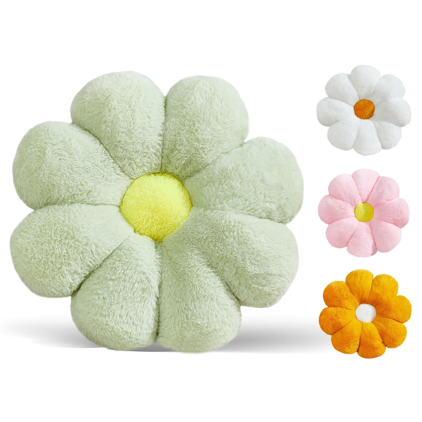 21.65In Cute White Flower Throw Pillow Floor Cushion Pillow as Room Decor Desk Chair Cushion Decorative Bed Throw Pillows for Girls Adults