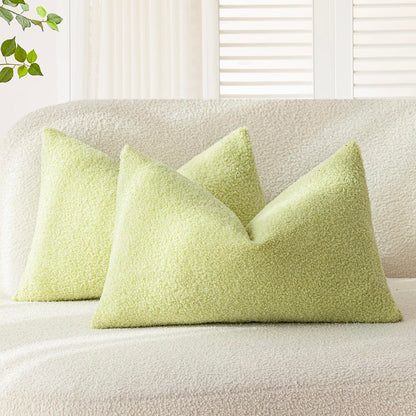 Foindtower Pack of 2, Curly Faux Fur Decorative Throw Pillow Covers Soft Neutral Plush Cushion Case Cozy Fluffy Furry Pillowcase for Home Living Room Couch Bedroom Sofa 18 x 18 Inch, Cream White
