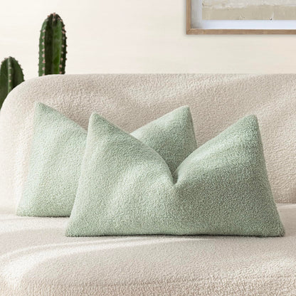 Foindtower Pack of 2, Curly Faux Fur Decorative Throw Pillow Covers Soft Neutral Plush Cushion Case Cozy Fluffy Furry Pillowcase for Home Living Room Couch Bedroom Sofa 18 x 18 Inch, Cream White
