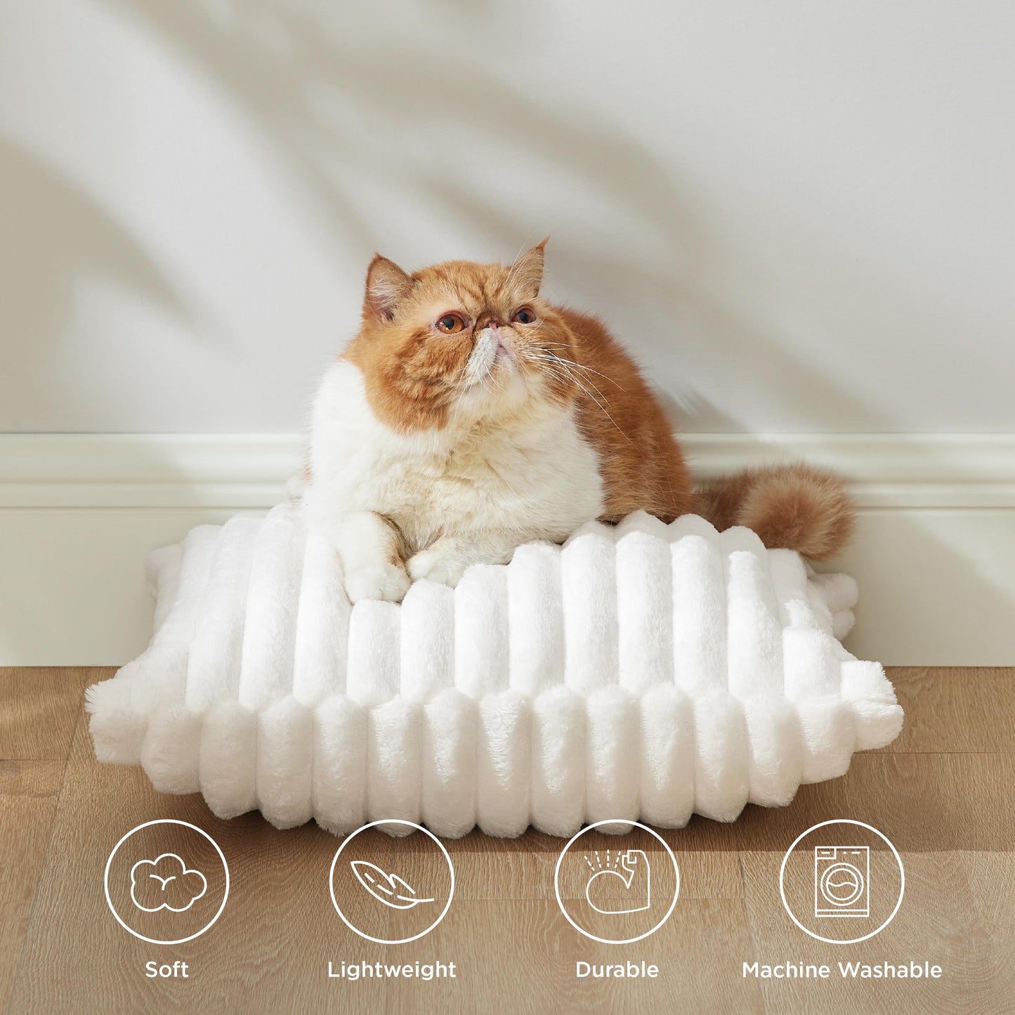 Bedsure White Throw Pillow Covers 18x18 Set of 2, Soft Decorative Fluffy Striped Sofa Pillow Covers, Home Decor for Living Room Couch Bed