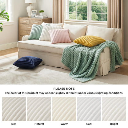 Bedsure White Throw Pillow Covers 18x18 Set of 2, Soft Decorative Fluffy Striped Sofa Pillow Covers, Home Decor for Living Room Couch Bed