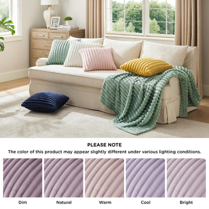 Bedsure White Throw Pillow Covers 18x18 Set of 2, Soft Decorative Fluffy Striped Sofa Pillow Covers, Home Decor for Living Room Couch Bed